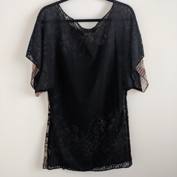 Vintage Rare Free People Sheer Floral and Lace Top M - Picture 2 of 11